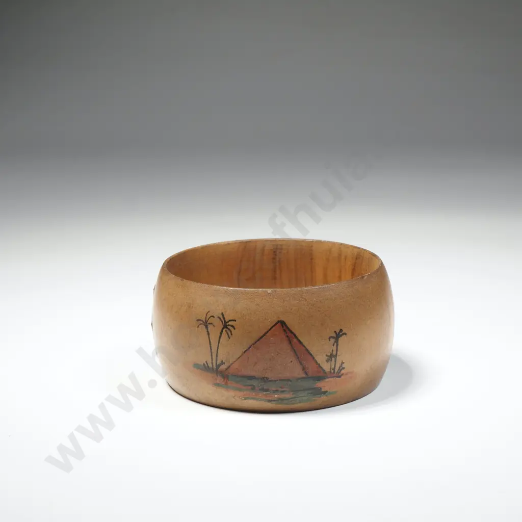 Wooden Serviette Ring Depicting Egypt Possibly WWII Image 1++