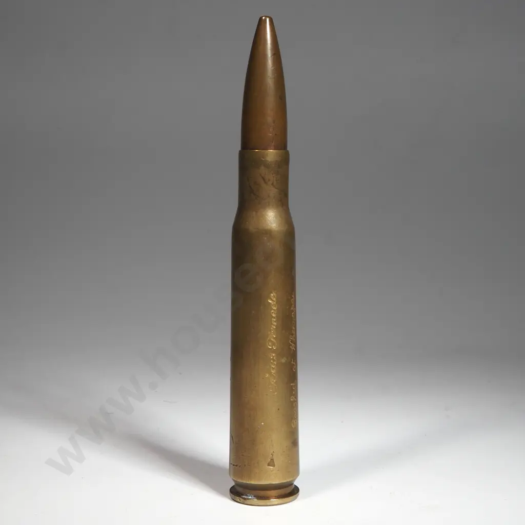 1941 Dated 50. Cal Bullet - Engraved "Crashed at Whenuapai  9 - 6 - 42" Image 1++