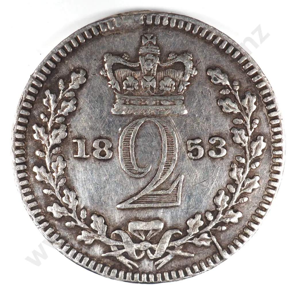 Half Groat & Twopence: 1853 Maundy - Very Fine ( Obverse Damage ) Image 1++