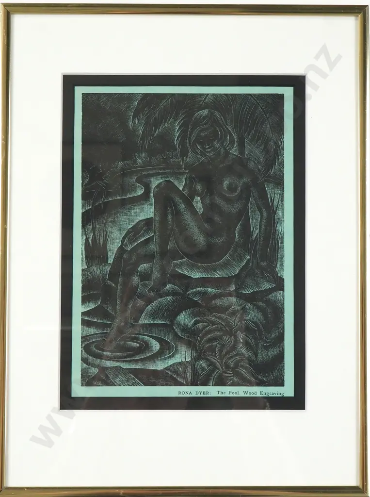 Rona Dyer - The Pool, Linocut on Coloured Paper. Image 1++