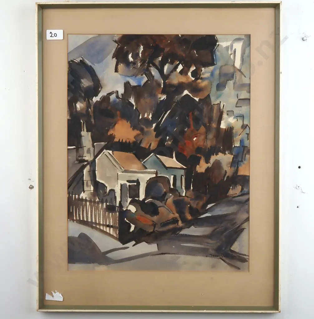 June Douglas- Queenstown, Cottages, Watercolour Image 1++
