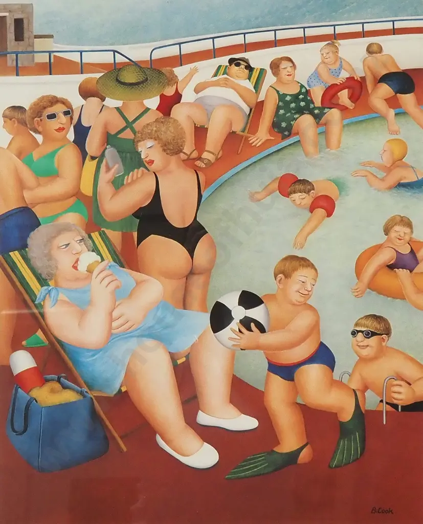 Beryl Cook - The Bathing Pool, Signed Print Image 1++