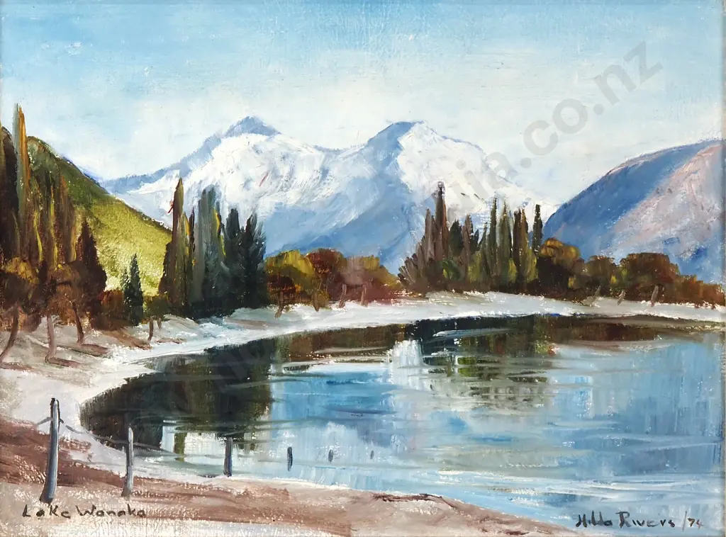 Hilda Rivers - 'Lake Wanaka', Oil Image 1++