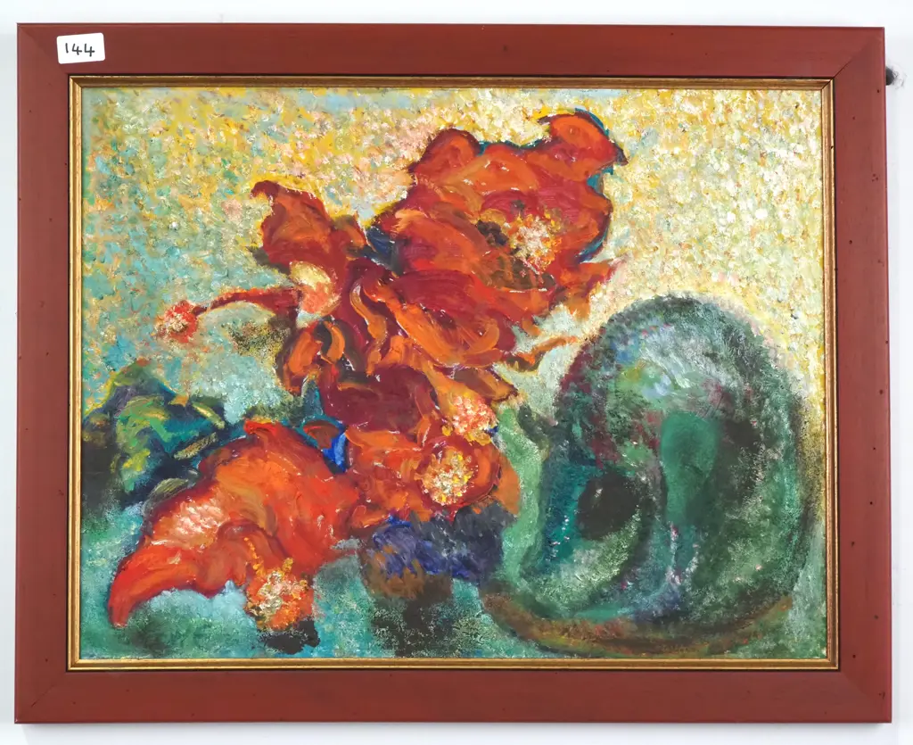 G W Edwards - Still Life With Vase Of Flowers, Oil Image 1++