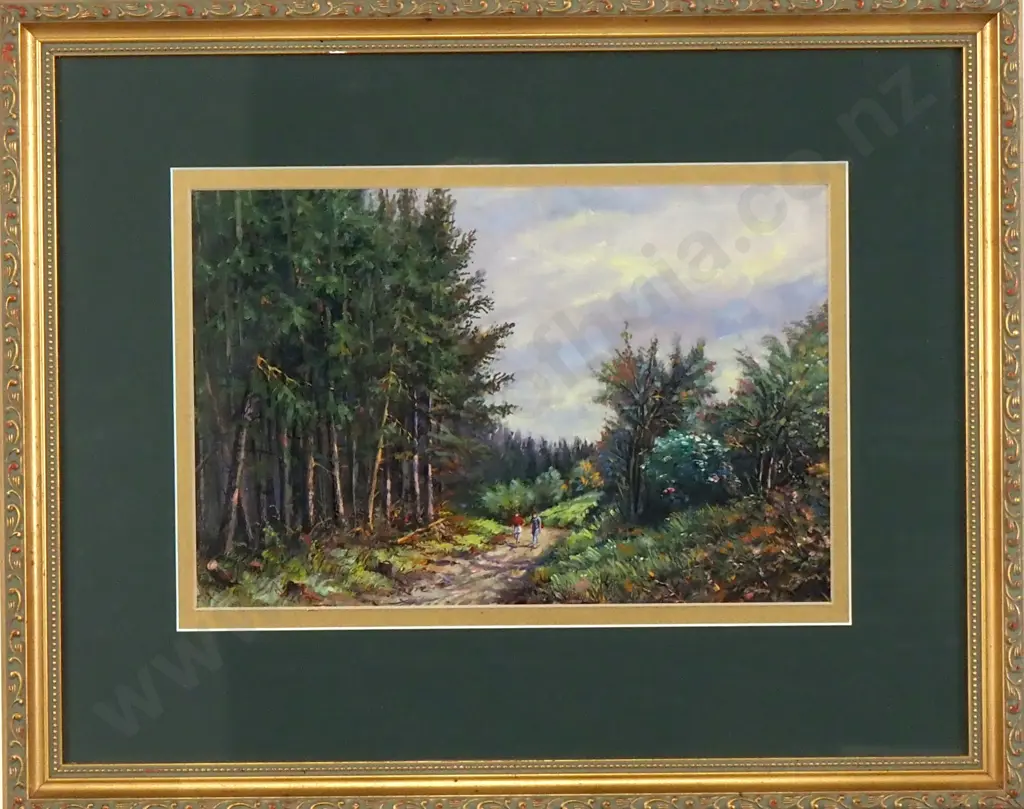 Artist Unknown - The Path Through The Forest, Oil on Paper Image 1++