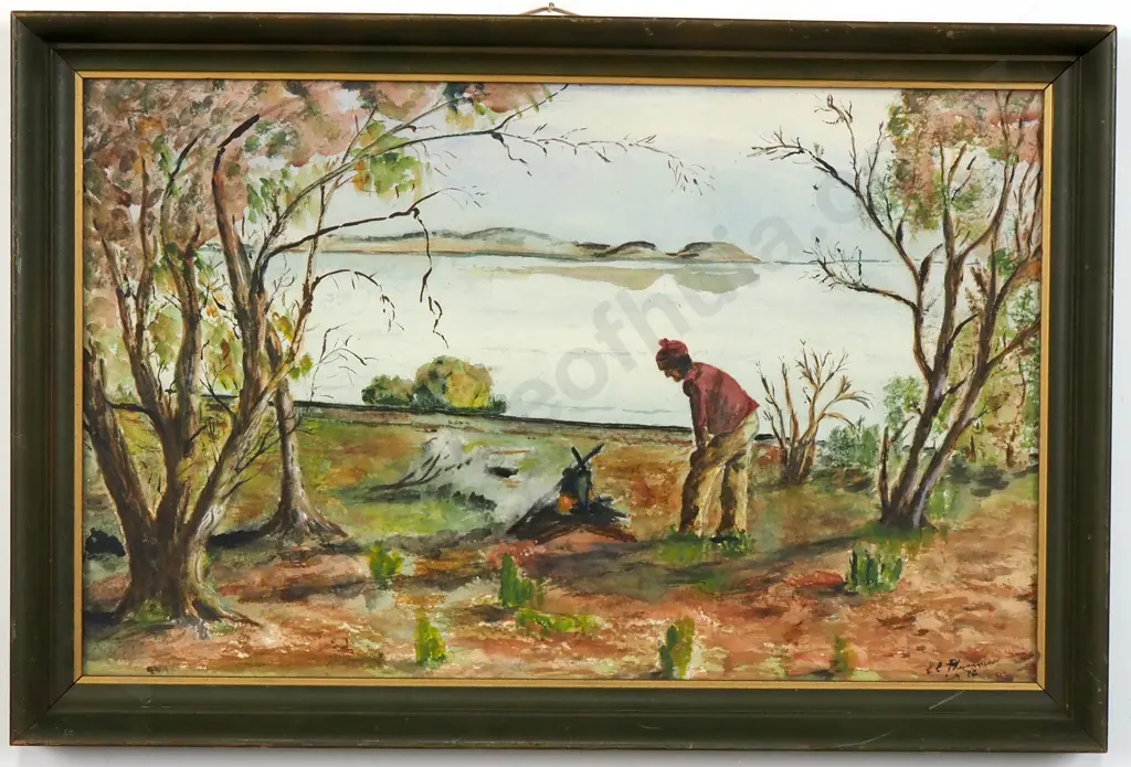 Artist Unknown - Bushman w Billy, Watercolour Image 1++