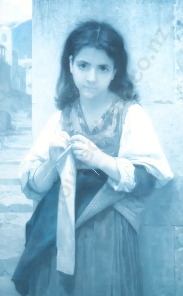 William Bouguereau - Knitter, Reproduction Print (1878) Image 1++
