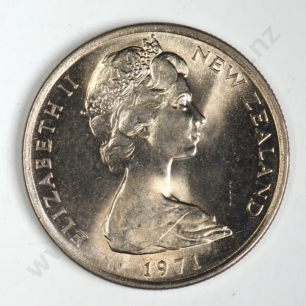 27 X 1971 BRILLIANT UNCIRCULATED 5 CENTS COINS Twenty seven 1971 brilliant uncirculated five cents coins, being the circulation type ( 7 in the date having a serif or downward stroke ). The coins found in uncirculated and proof sets have a normal 7. C.C.V. $405. Please be aware that although these are directly from the mint there may be the odd spot or blemish. Image 1++