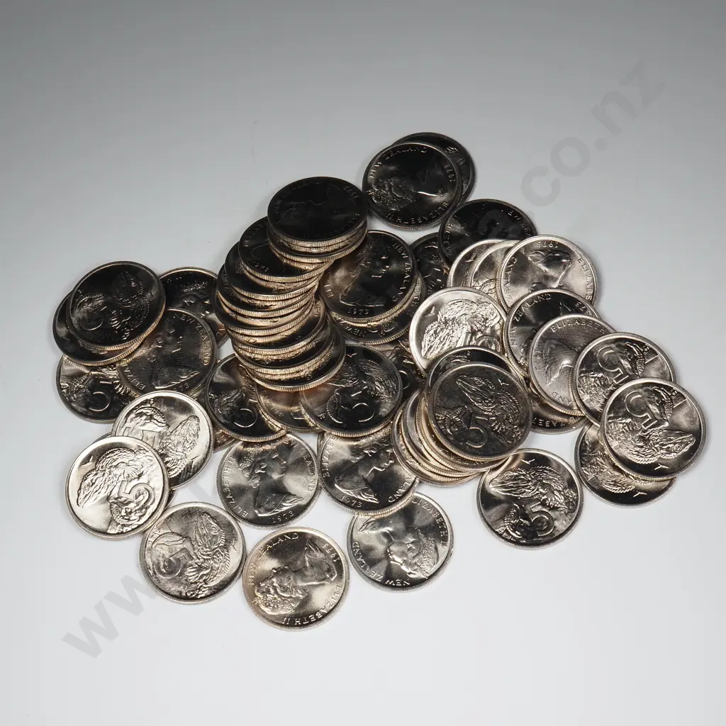50 X 1973 UNC 5 CENTS COINS, C.C.V. $750 Image 1++