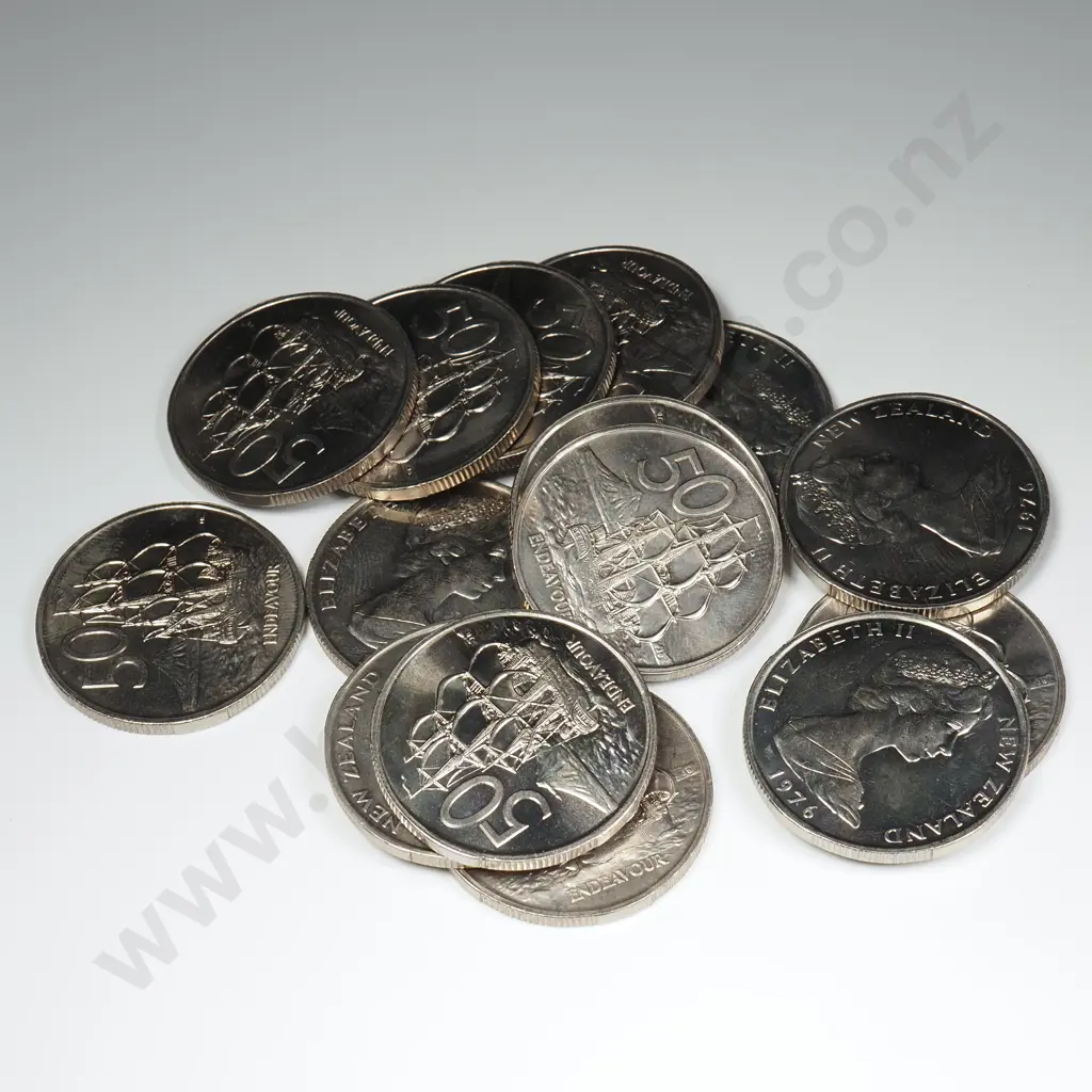 15 X 1976 UNC 50 CENTS COINS, C.C.V. $75 Image 1++