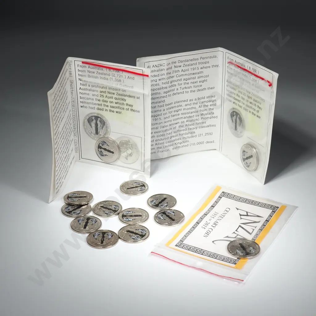 13 X 2015 COLOURISED ANZAC COINS C.C.V. $91 Image 1++