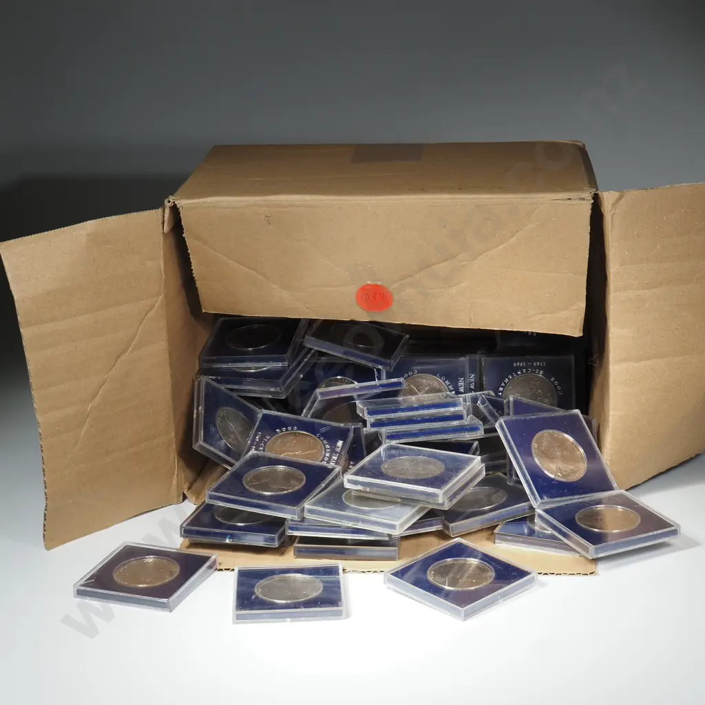 65 X 1969 CASED $1 COINS – CASES MOSTLY SCRATCHED Image 1++