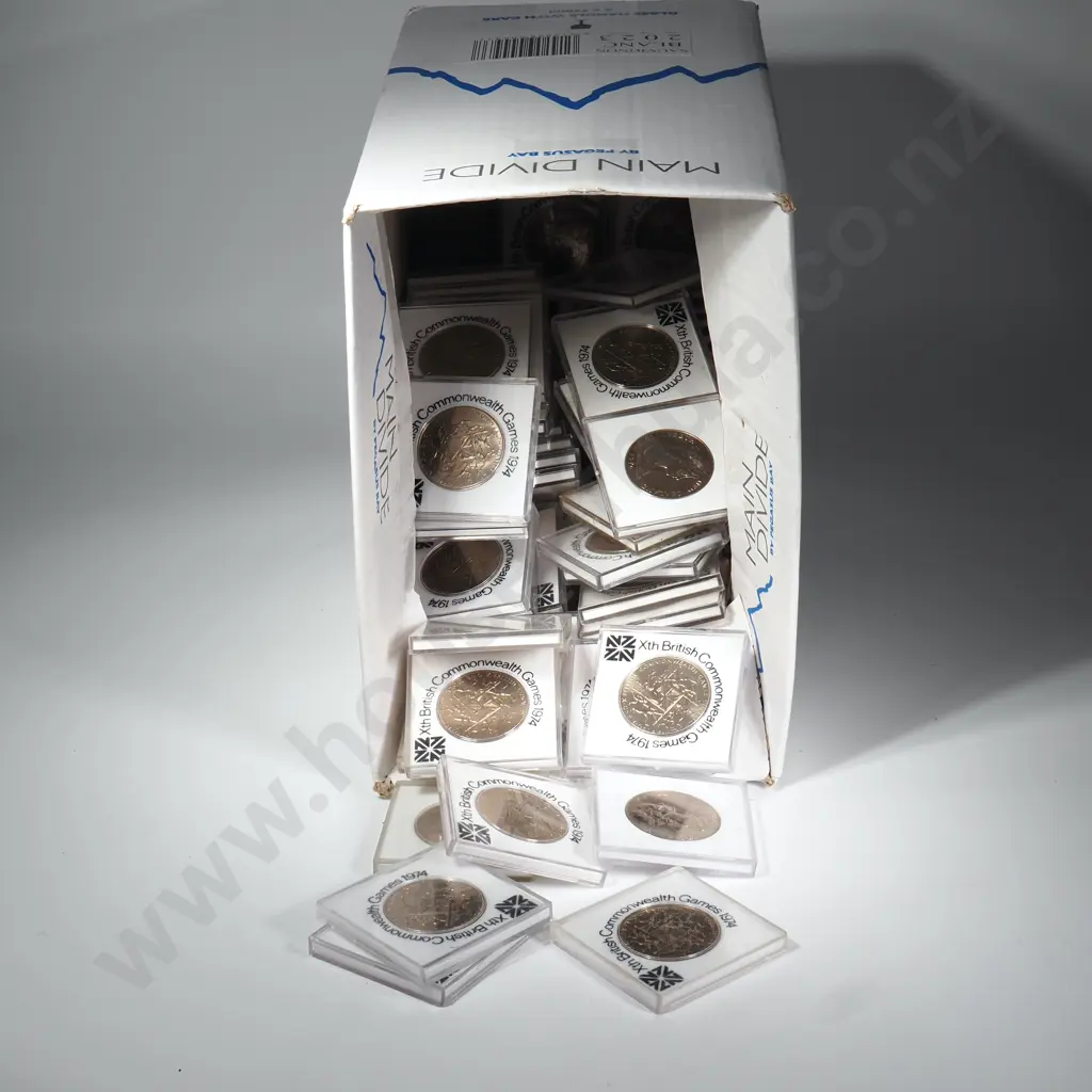 100 X 1974 GAMES CASED $1 COINS – CASES MOSTLY SCRATCHED Image 1++