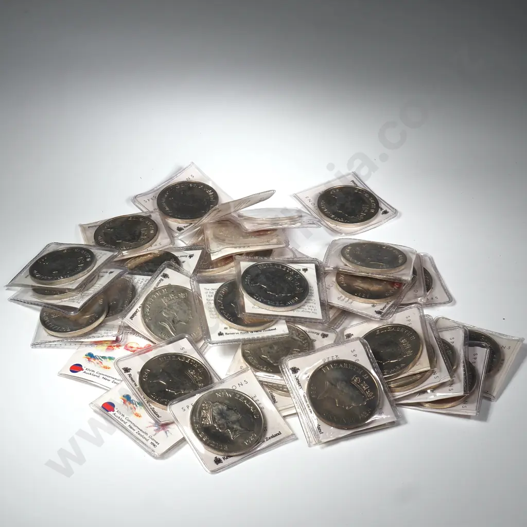 38 X LARGE SIZE UNC $1 COINS – 1989 RUNNER X 7, GYMNAST X 8, SWIMMER X 7, WEIGHTLIFTER X 7, 1990 X 9 Image 1++