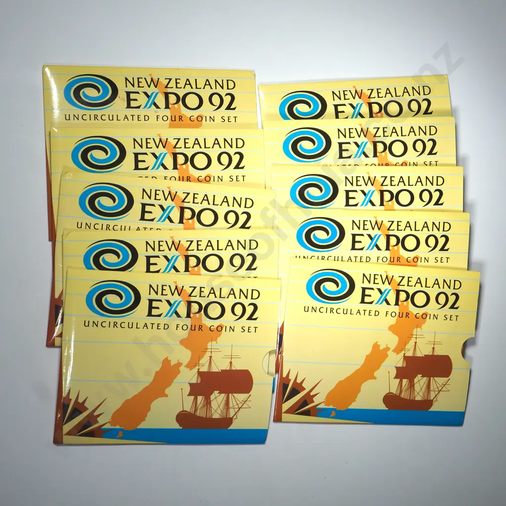 10 X 1992 EXPO 92, FOUR COIN UNC $5 SETS ( 40 COINS IN TOTAL ) Image 1++