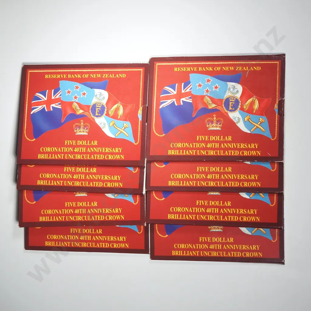 8 X 1993 40TH ANNIVERSARY OF QEII CORONATION UNC $5 COINS Image 1++