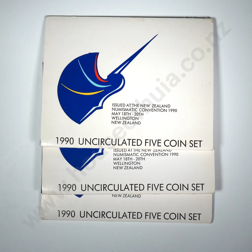 3 X 1990 UNC COIN SETS WITH CONVENTION SLEEVES Image 1++