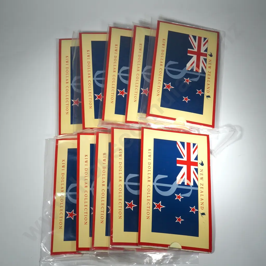 10 X 1990 KIWI DOLLAR COLLECTIONS - $1 & $2 COINS & $1 & $2 NOTES – C.C.V. $450 Image 1++