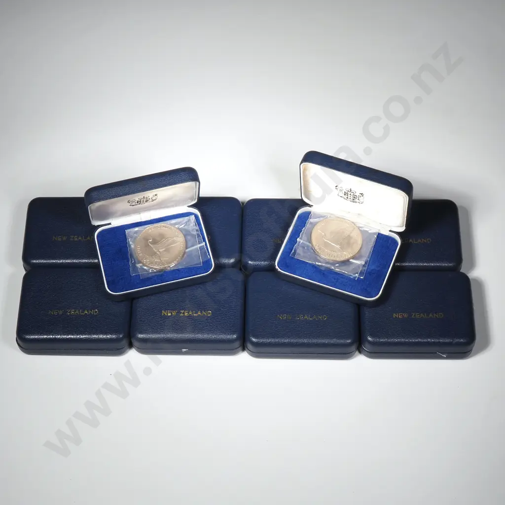 10 X 1974 PROOF NEW ZEALAND DAY $1 COINS, C.C.V. $550 Image 1++