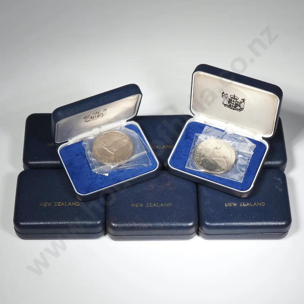 8 X 1974 PROOF NEW ZEALAND DAY $1 COINS, C.C.V. $440 Image 1++