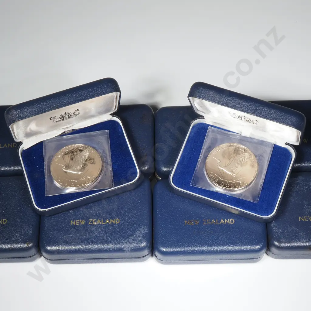 10 X 1974 PROOF NEW ZEALAND DAY $1 COINS, C.C.V. $550 Image 1++