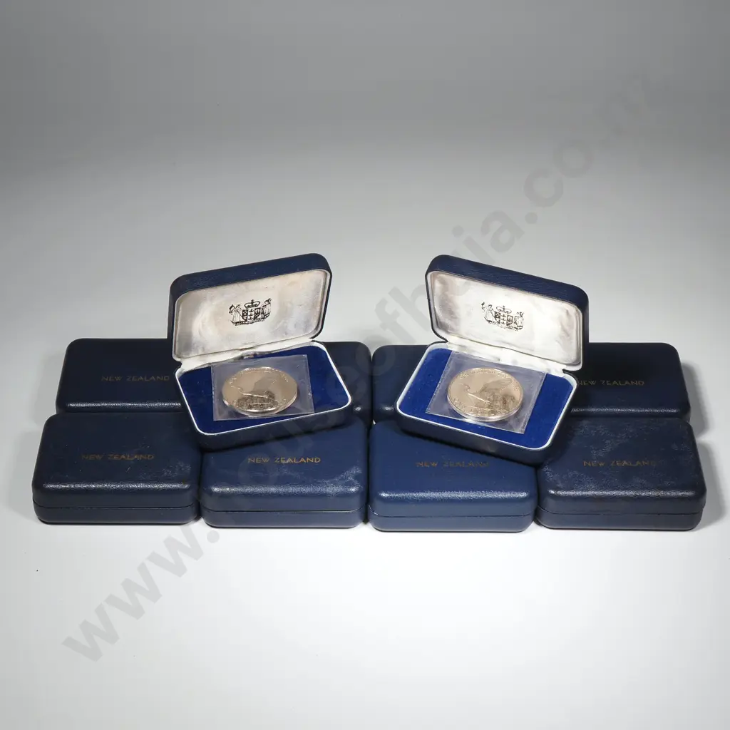 10 X 1974 PROOF NEW ZEALAND DAY $1 COINS, C.C.V. $550 Image 1++