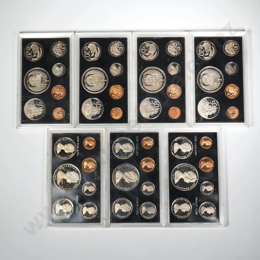 7 X 1971 PROOF COIN SETS, AVERAGE CASES, C.C.V. $525 Image 1++
