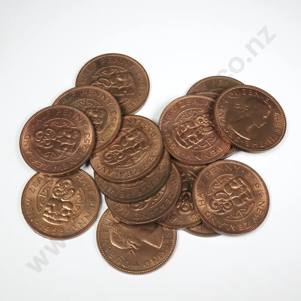 15 X 1953 HALFPENNIES WITH ORIGINAL MINT LUSTRE Image 1++