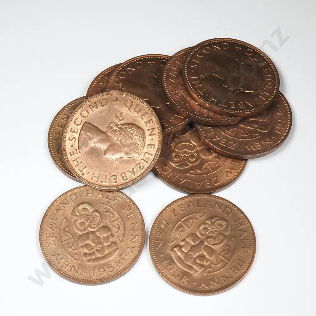 10 X 1958 HALFPENNIES, A.UNC - UNC, C.C.V $120 Image 1++