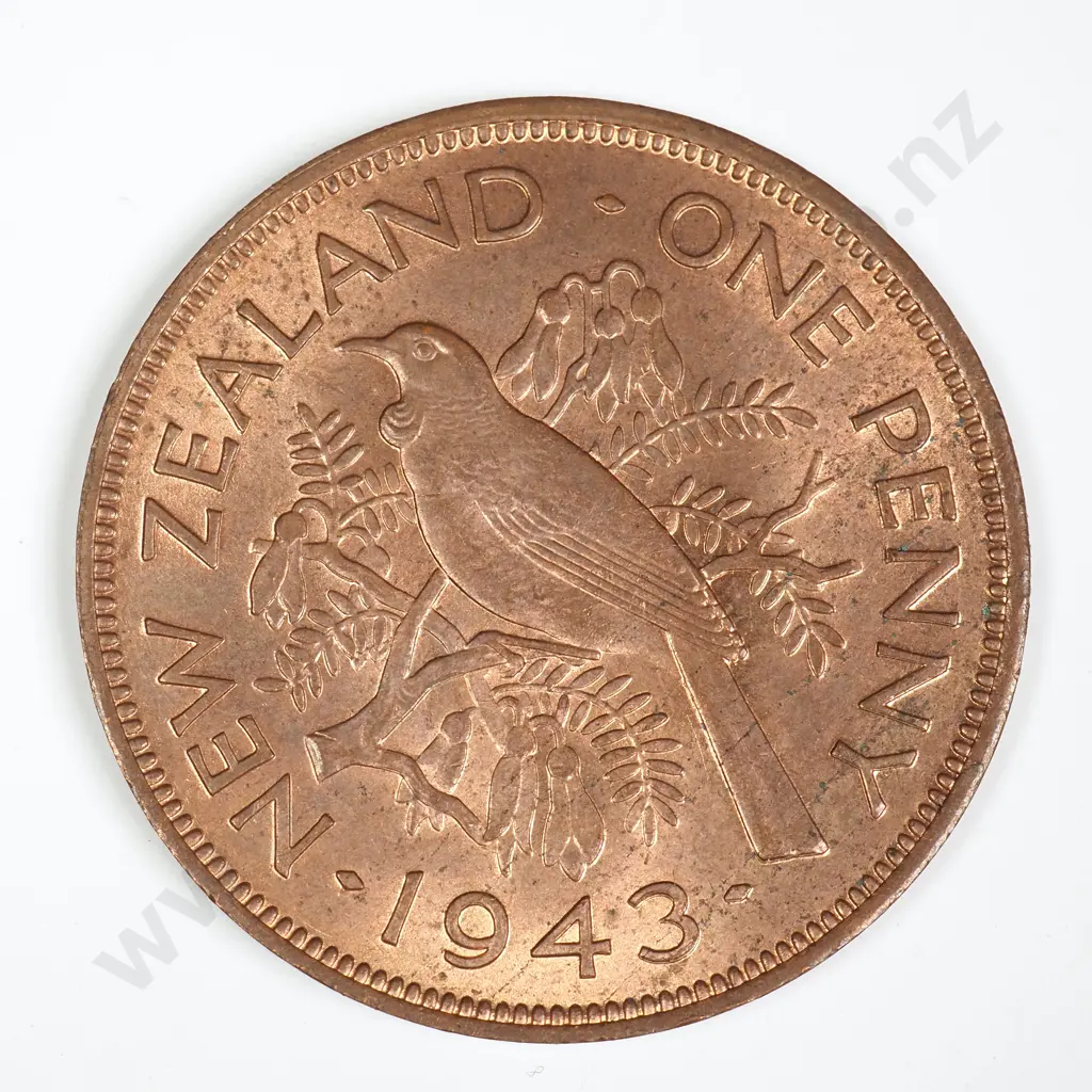 1943 ONE PENNY, A.UNC, C.V. $55 Image 1++