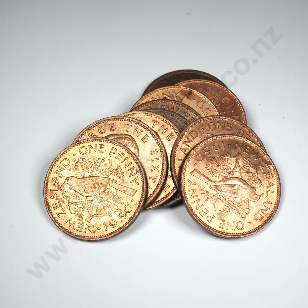 10 X 1950 PENNIES WITH ORIGINAL MINT LUSTRE Image 1++