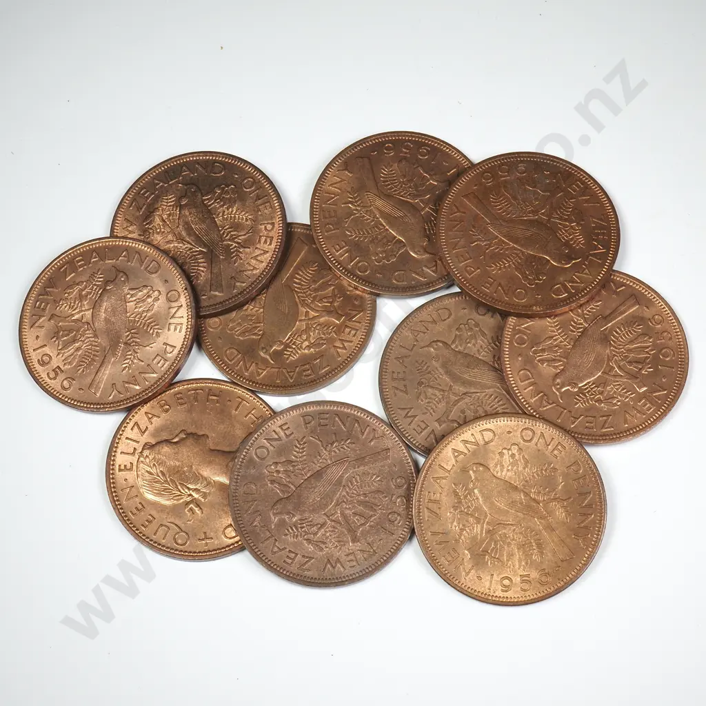 10 X 1956 PENNIES WITH ORIGINAL MINT LUSTRE Image 1++