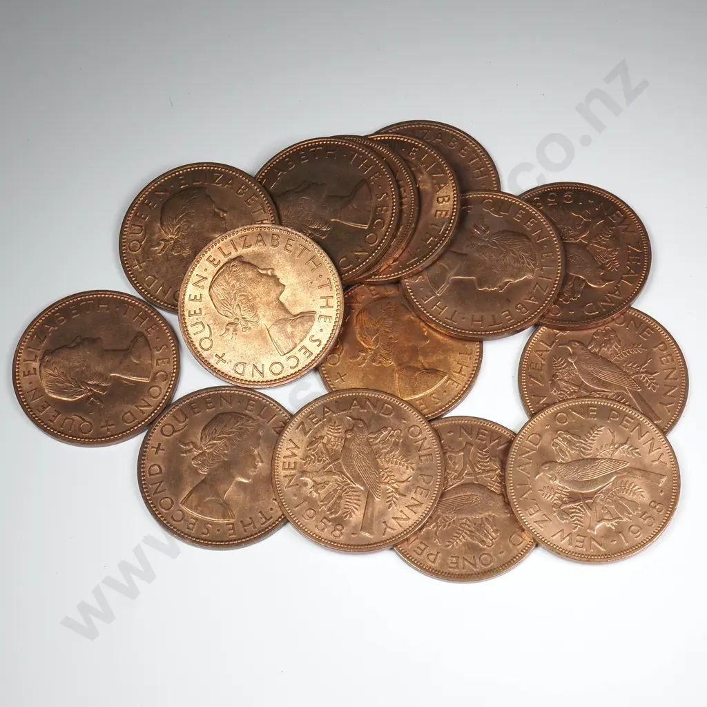 15 X 1958 PENNIES WITH ORIGINAL MINT LUSTRE Image 1++