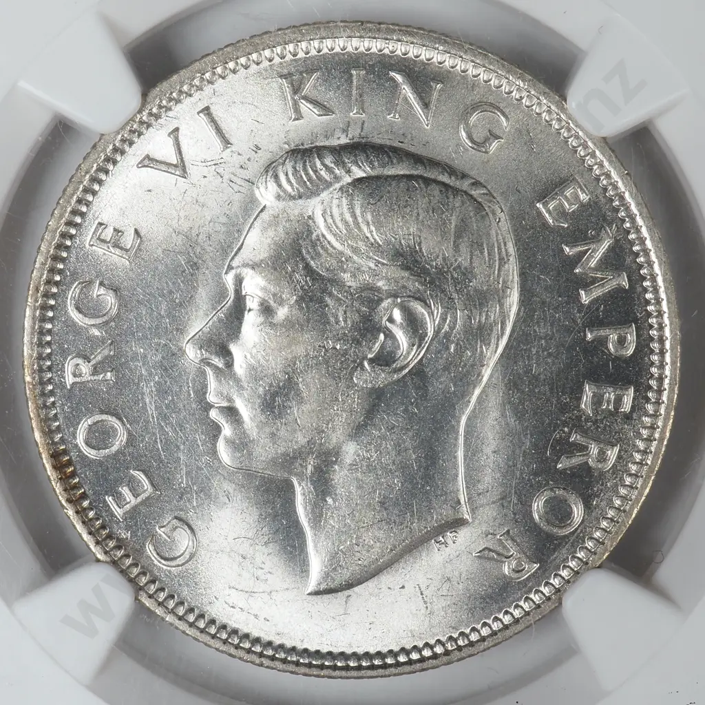 1940 New Zealand Half Crown NGC Graded MS 62 Image 1++