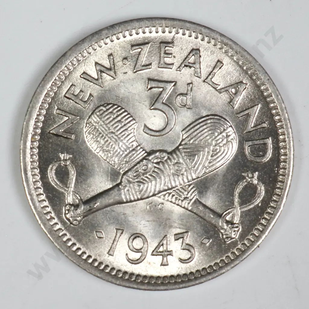 1943 THREEPENCE, UNC, C.V. $55 Image 1++