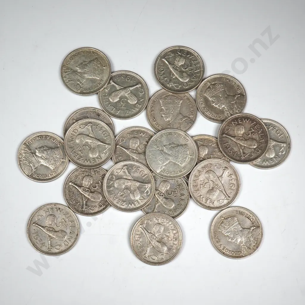 20 X 1934 THREEPENCES, E.F. OR BETTER, MINIMUM C.C.V. $400 Image 1++