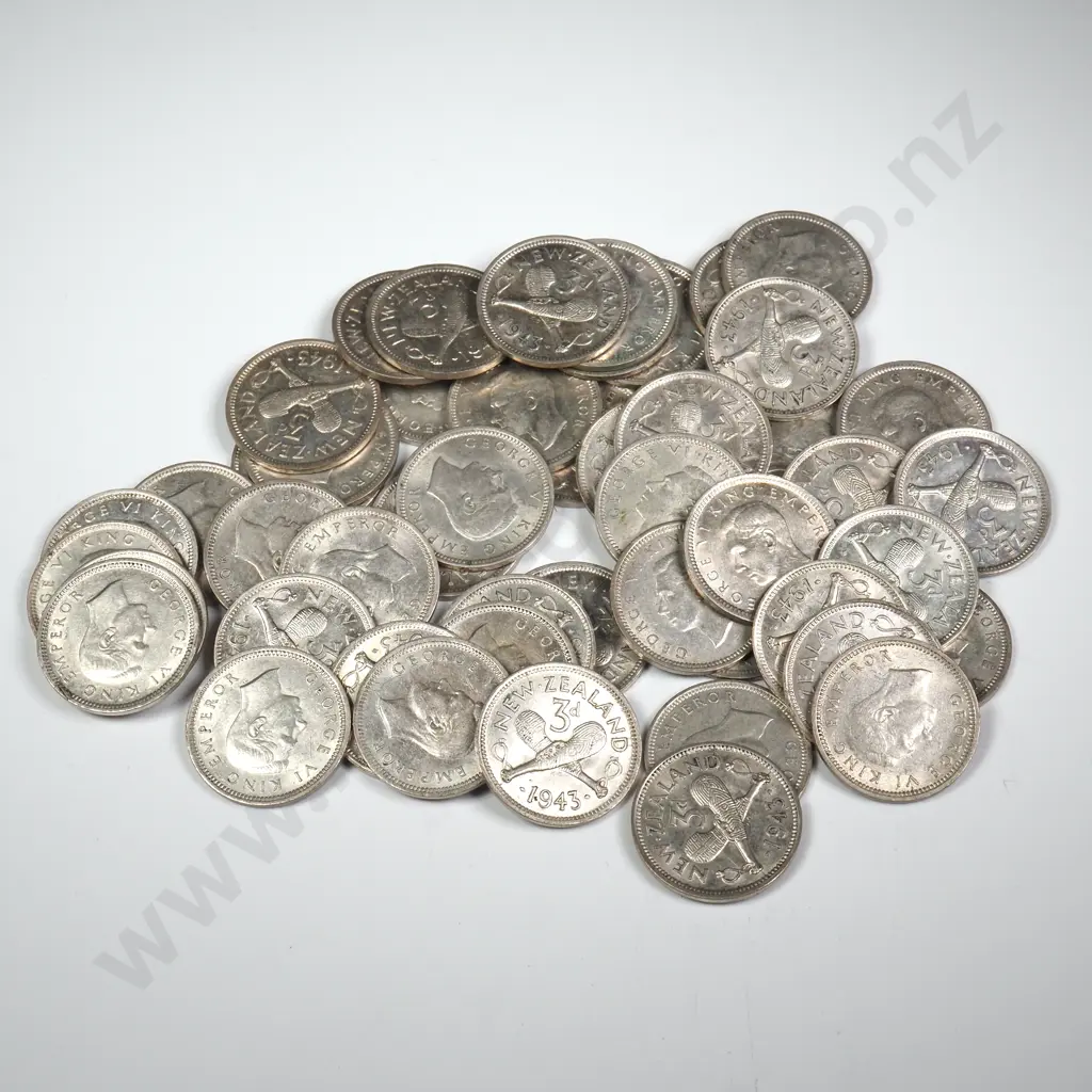 50 X 1943 THREEPENCES, E.F. OR BETTER, MINIMUM C.C.V. $750 Image 1++