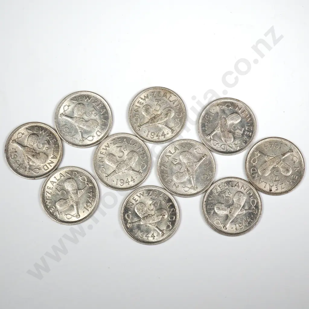 10 X 1944 THREEPENCES, E.F. OR BETTER, MINIMUM C.C.V. $150 Image 1++
