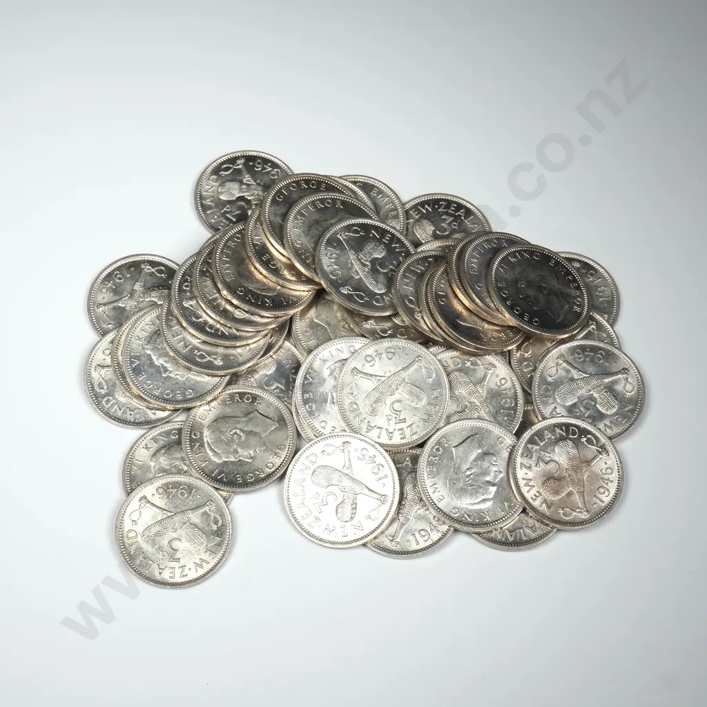 50 X 1946 THREEPENCES, B.UNC, C.C.V. $2000 Image 1++