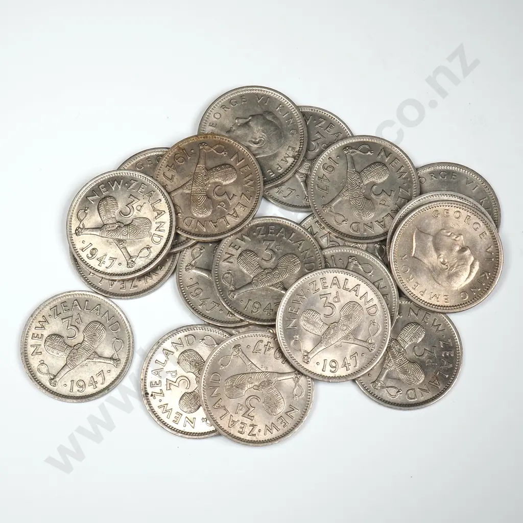 20 X 1947 THREEPENCES, E.F. OR BETTER, MINIMUM C.C.V. $300 Image 1++