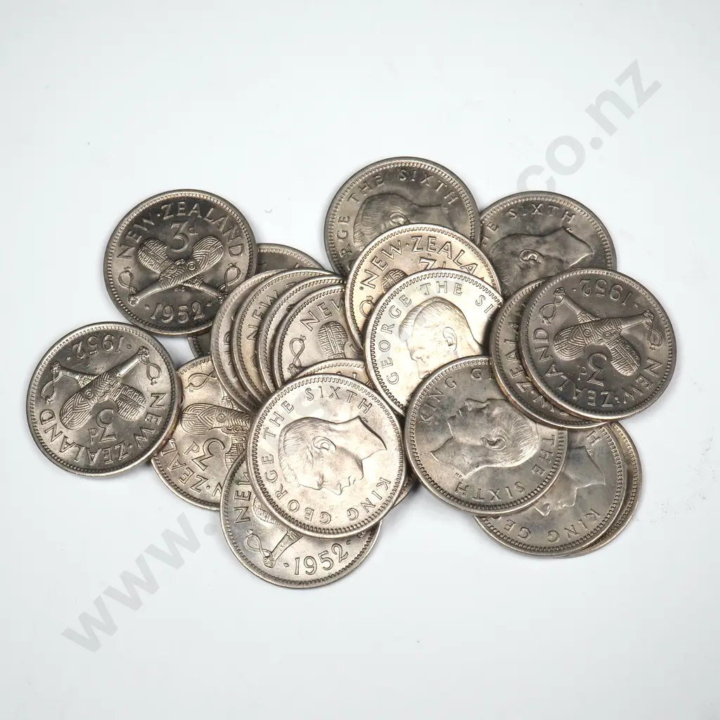 20 X 1952 THREEPENCES, A.UNC – B.UNC, MINIMUM C.C.V. $300 Image 1++