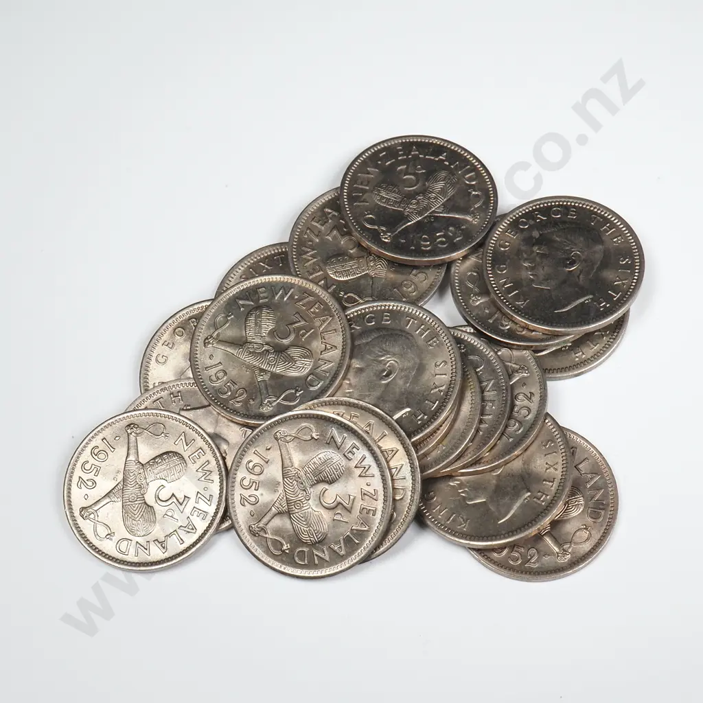 20 X 1952 THREEPENCES, A.UNC – B.UNC, MINIMUM C.C.V. $300 Image 1++