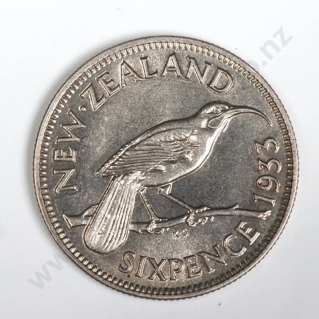 1933 SIXPENCE, E.F, C.V. $75 Image 1++