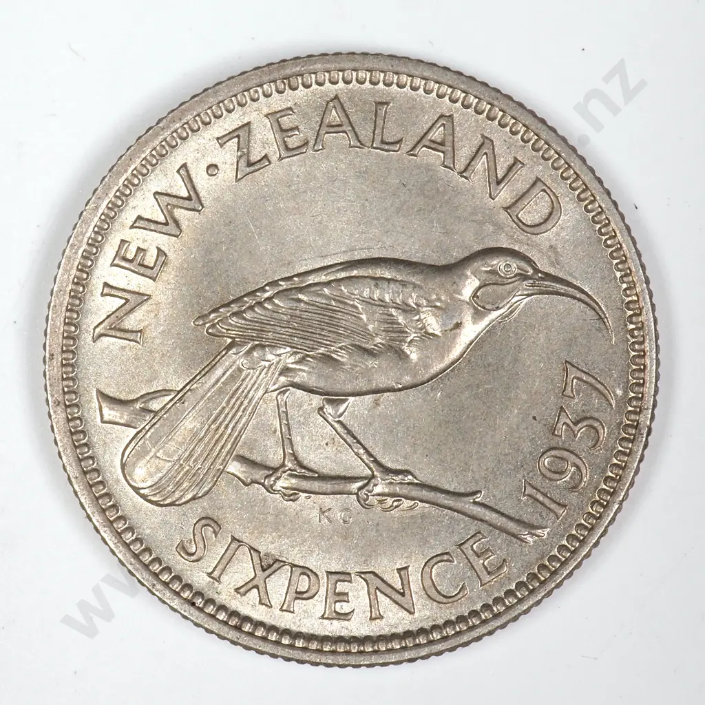 1937 SIXPENCE, A.UNC, C.V. $125 Image 1++