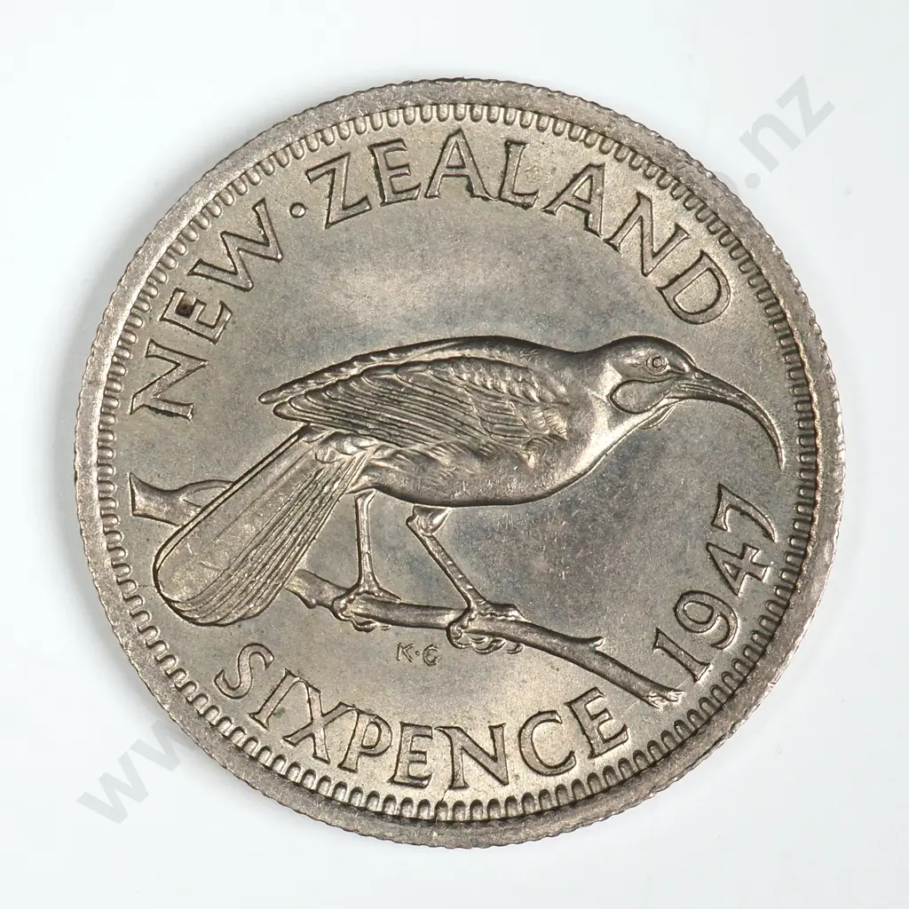 1947 SIXPENCE, A.UNC, C.V. $150 Image 1++