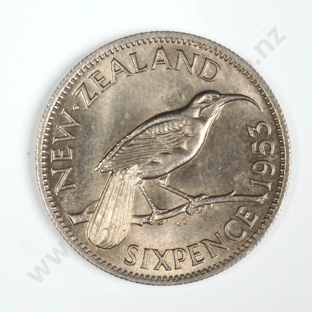 1953 SIXPENCE, A.UNC, C.V. $30 Image 1++