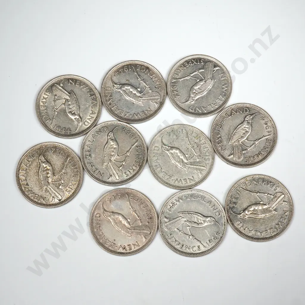 10 X 1944 SIXPENCES, V.F. OR BETTER, MINIMUM C.C.V. $150 Image 1++