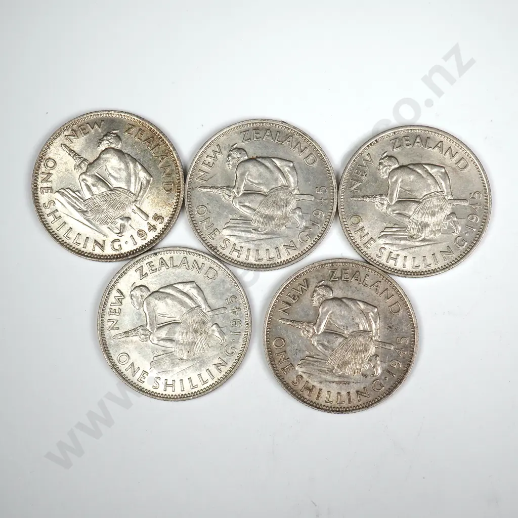 5 X 1945 SHILLINGS, V.F. OR BETTER, MINIMUM C.C.V. $90 Image 1++