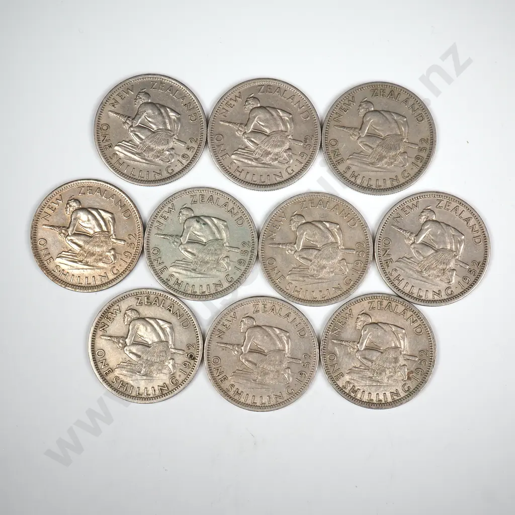 10 X 1952 SHILLINGS, V.F. OR BETTER, MINIMUM C.C.V. $120 Image 1++