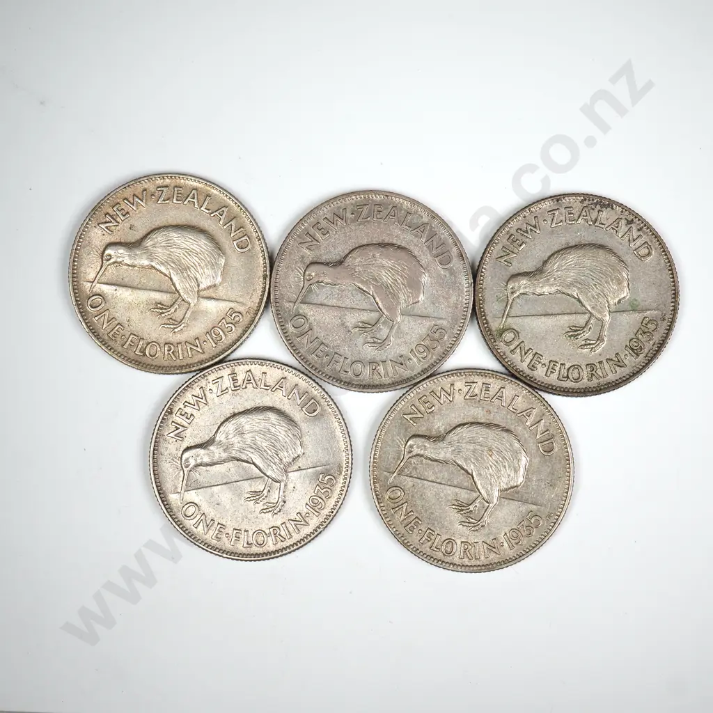 5 X 1935 FLORINS, V.F. OR BETTER, MINIMUM C.C.V. $250 Image 1++